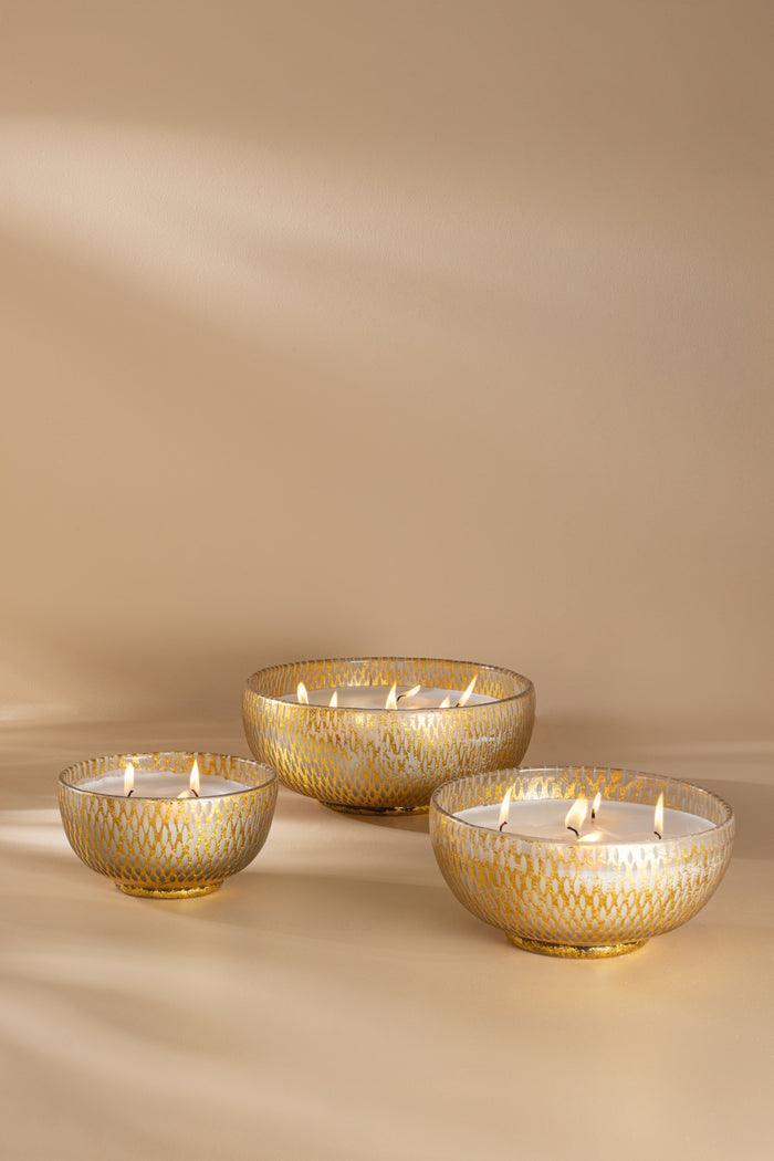 Buy Candle - Nordic Woods Gold Gilded Grain Cut Bowl Scented Candle For Home & Table Decor by Doft Candles on IKIRU online store