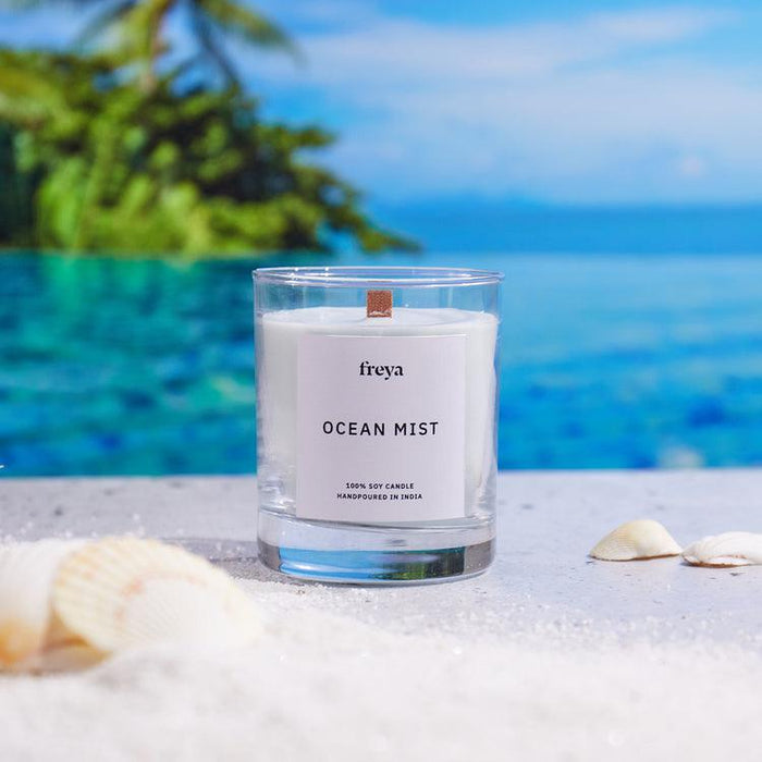 Buy Candle - Ocean Mist Glass Jar Candle by Freya Home on IKIRU online store