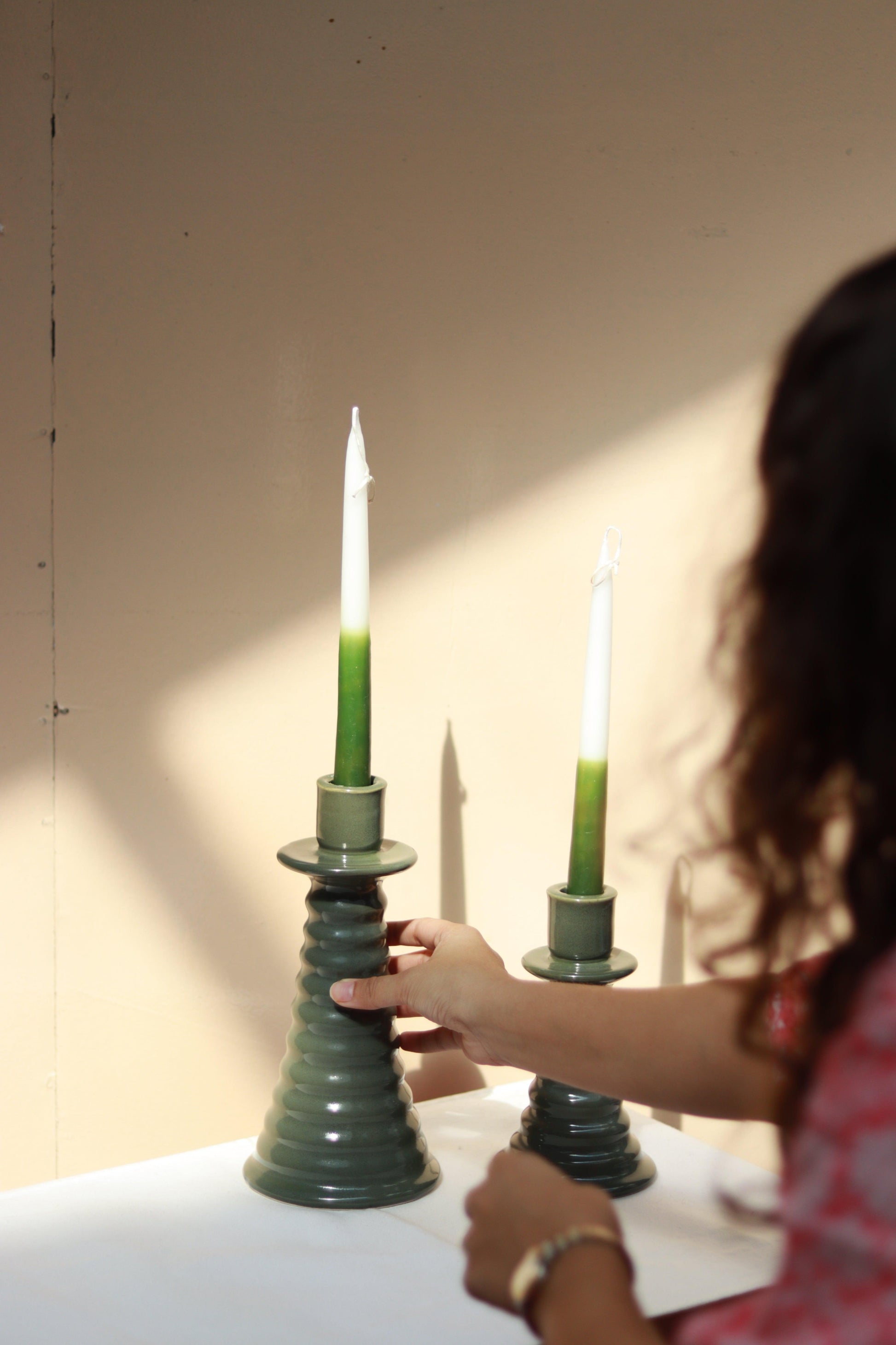 Buy Candle - Ombre Teaperd Candle Set of 2 | Decorative Candle For Home by Muun Home on IKIRU online store