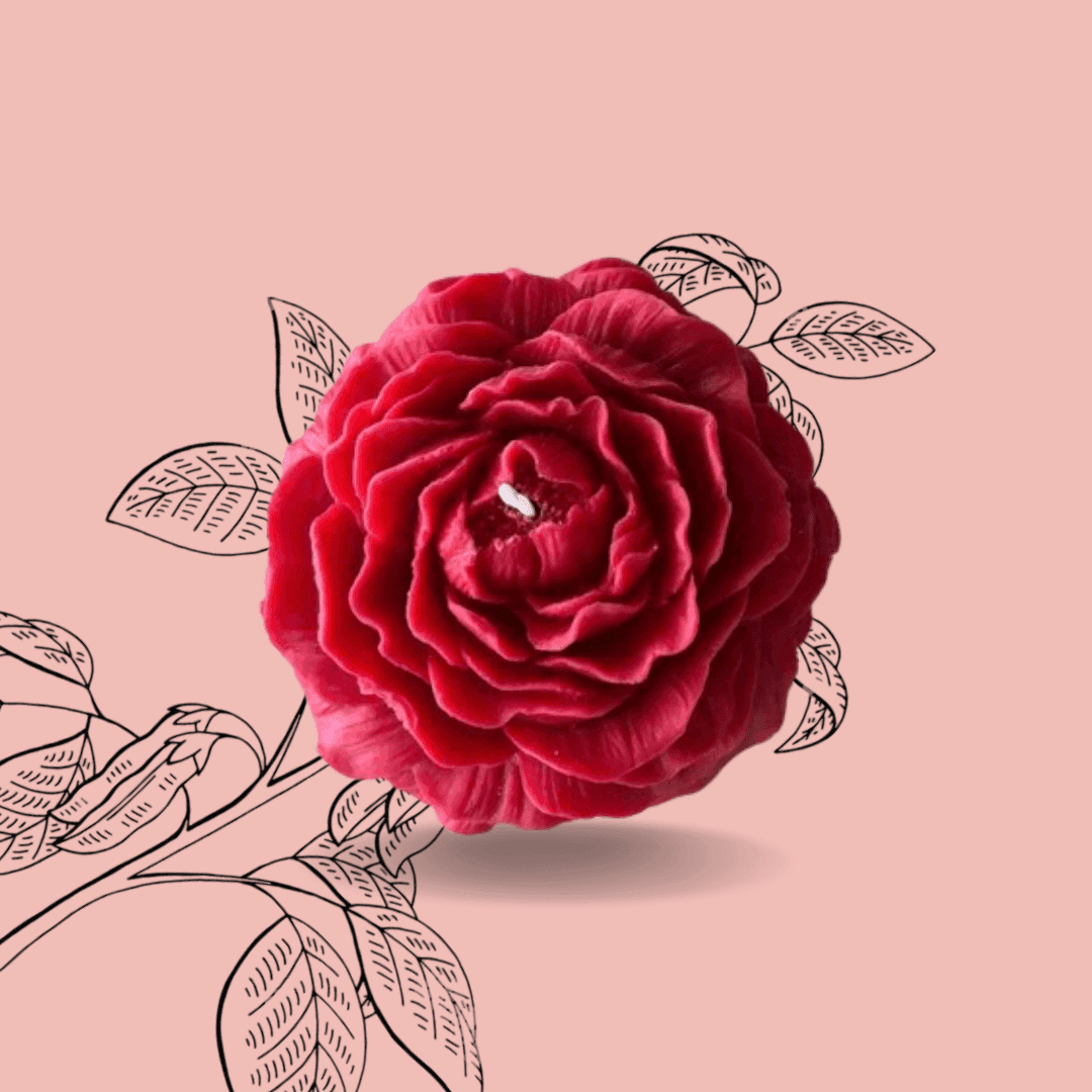 Buy Candle - Peony Flower Soy Wax Candle for Table Decor | Decorative Beeswax Light by Atisa on IKIRU online store