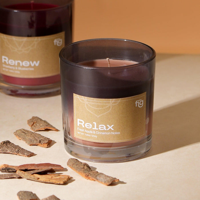 Buy Candle - Relax Apple & Cinnamon Vegan Wax Candle - Palm Wax Scented by Fig on IKIRU online store