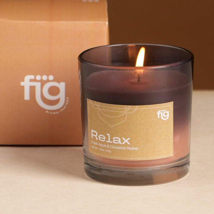 Buy Candle - Relax Apple & Cinnamon Vegan Wax Candle - Palm Wax Scented by Fig on IKIRU online store