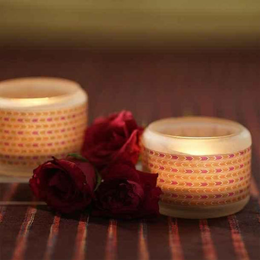 Buy Candle Stand - Gulab Classy Glass T Light Stand For Home Festive Decor & Gifting - Set Of 2 by Courtyard on IKIRU online store