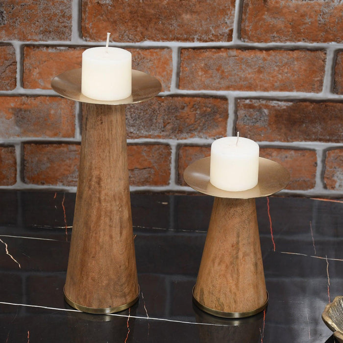 Buy Candle Stand - Innovare Wooden Pillar Holder Set by Maison Modern on IKIRU online store