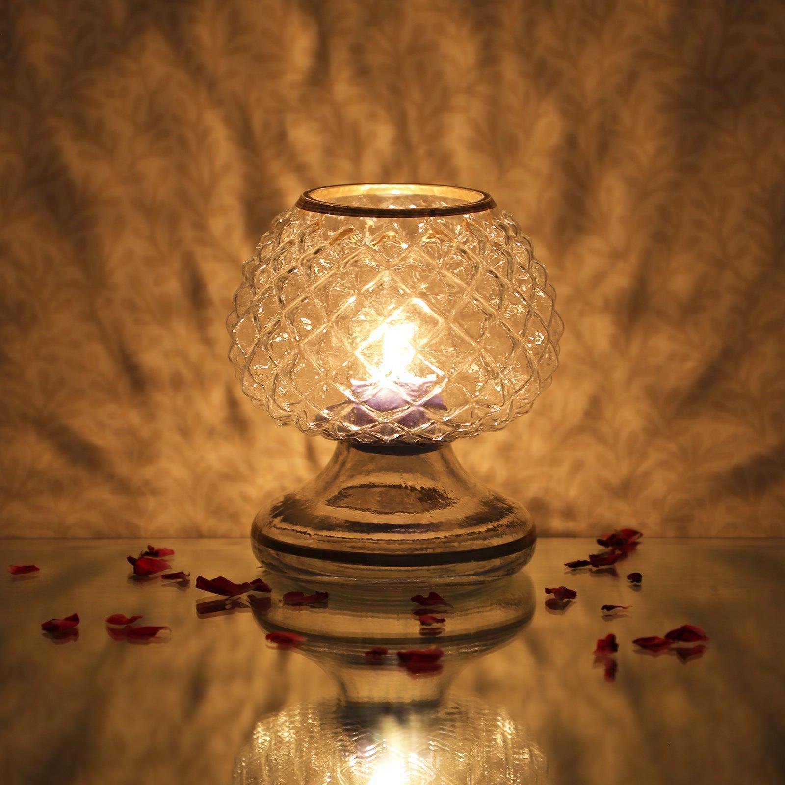 Buy Candle Stand - Kamil Clear Glass Pot Tealight Holder | Decorative Candle Stand For Home & Gifting by Home4U on IKIRU online store