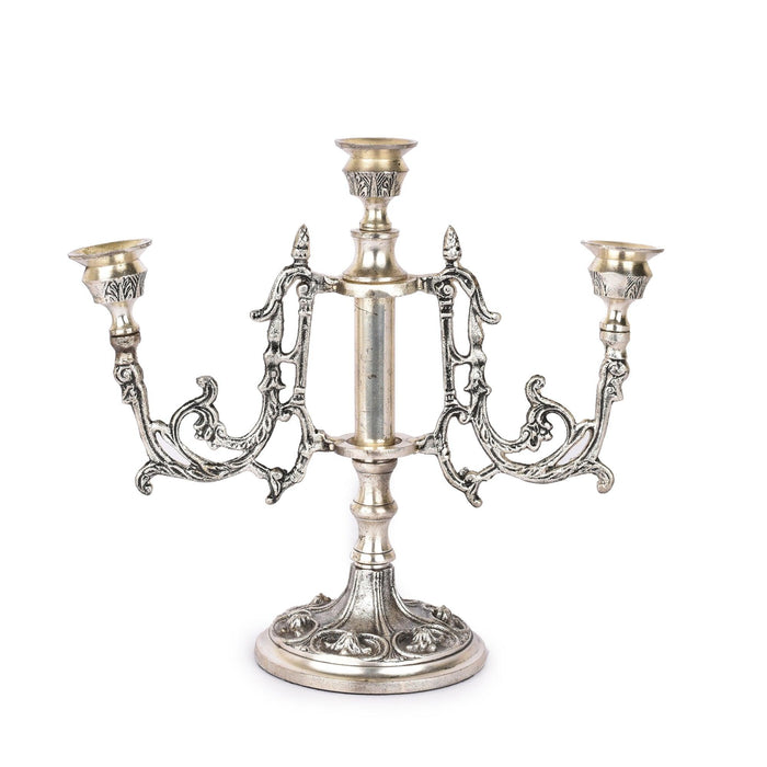Buy Candle Stand - Silver Color Antique 3 Pillar Candle Stand Holder For Table Decor and Living Room by Manor House on IKIRU online store