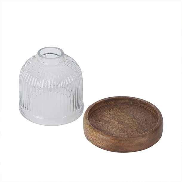 Buy Candle Stand - Stupa Wooden Candle Holder Stand With Glass Lid For Table & Home Decor by Courtyard on IKIRU online store