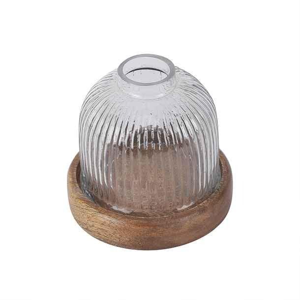 Buy Candle Stand - Stupa Wooden Candle Holder Stand With Glass Lid For Table & Home Decor by Courtyard on IKIRU online store