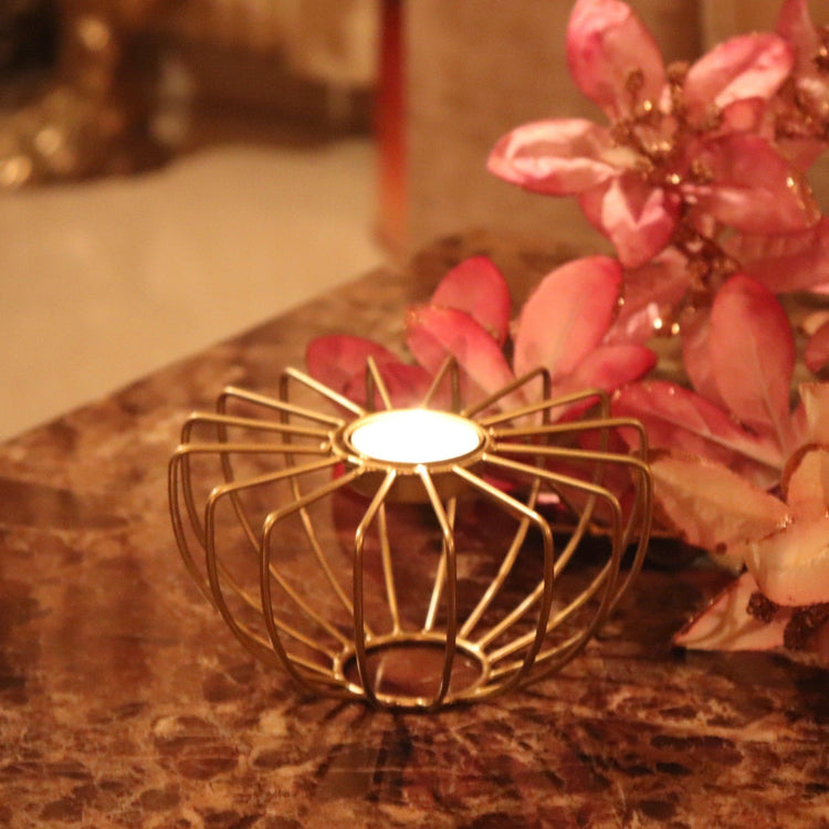 Tealight holder wire gold