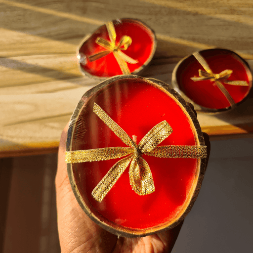 Buy Candle - Stylish Round Coconut Shell Tealight Candle Stand For Christmas Party & Home Decor - Set Of 2 by Thenga on IKIRU online store