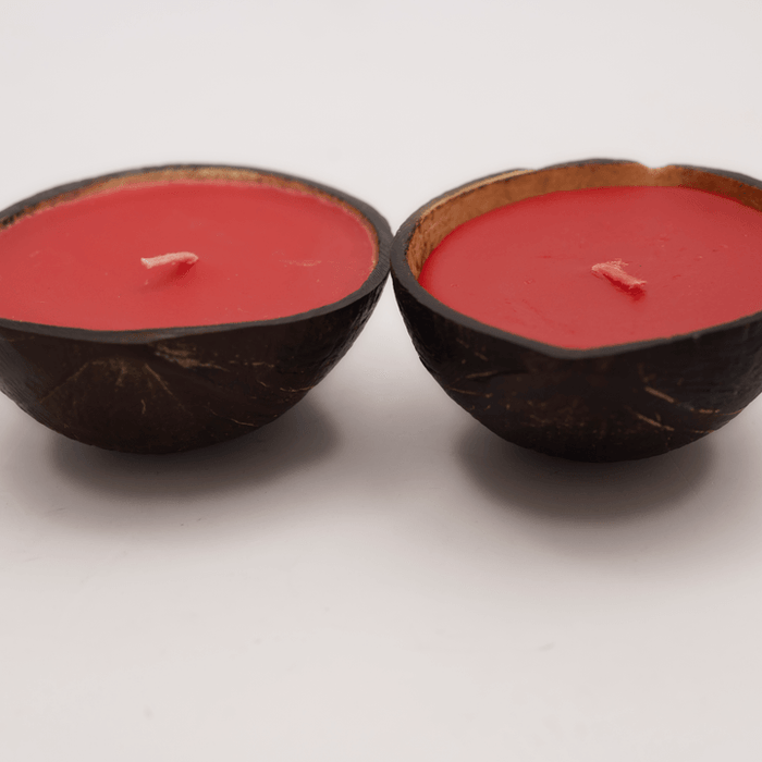 Buy Candle - Stylish Round Coconut Shell Tealight Candle Stand For Christmas Party & Home Decor - Set Of 2 by Thenga on IKIRU online store