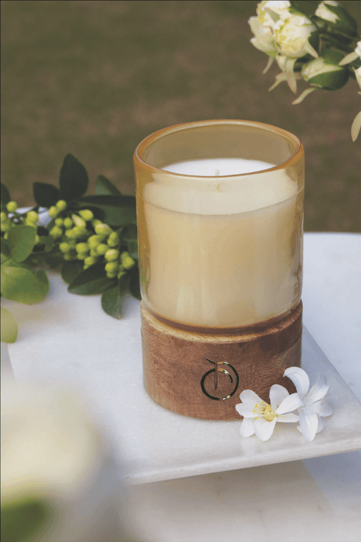 Buy Candle - Yellow Transparent Wooden Base Citronella Scented Candle For Home & Table Decor by Doft Candles on IKIRU online store