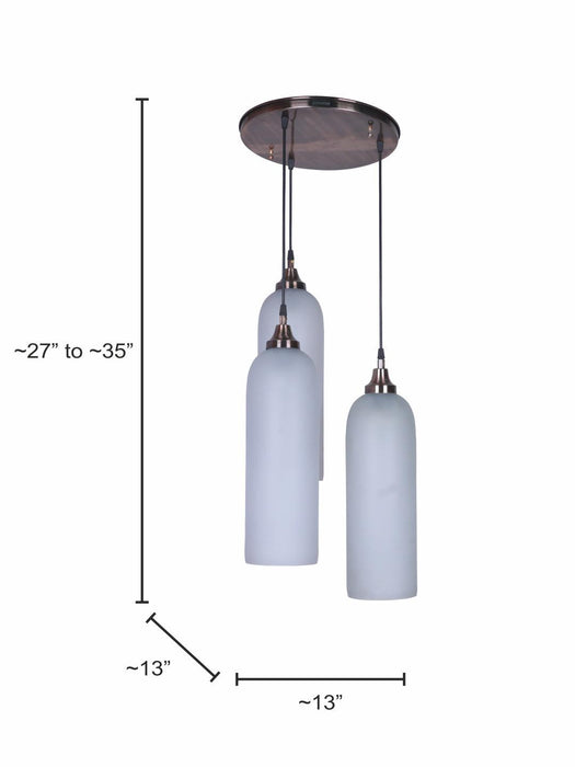 Buy Ceiling Light - Copper Antique & Glass 3 Drop Pendant Hanging Light With Long Frosted Tube For Home Decor by Fos Lighting on IKIRU online store