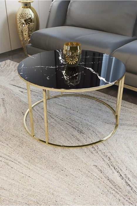 Buy Center Table - Black & Gold Coffee Table | Center Table for Living Room by Handicrafts Town on IKIRU online store