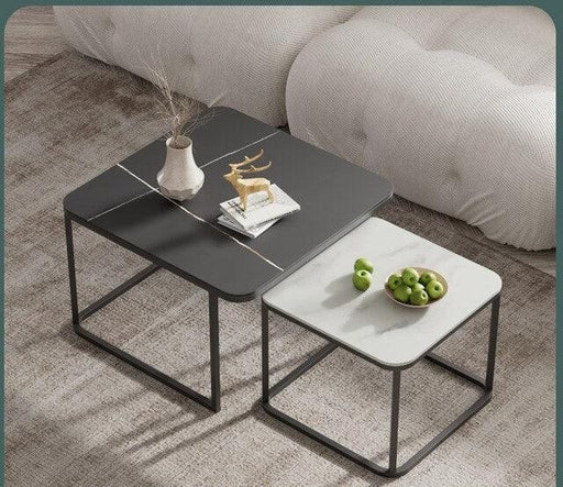 Buy Center Table - Black Iron & Marble Top Square Nesting Table | Center Coffee Table For Living Room by Handicrafts Town on IKIRU online store