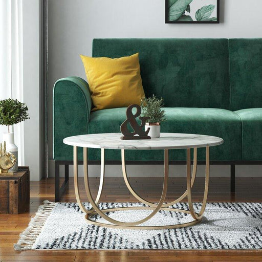 Buy Center Table - Gold Iron & Marble Frame Center Coffee Table For Living Room & Hall by Handicrafts Town on IKIRU online store