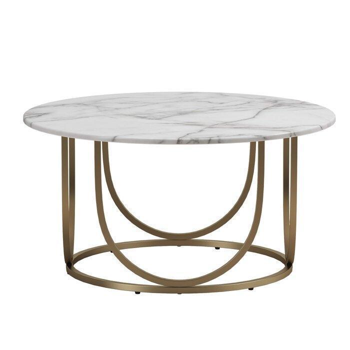 Buy Center Table - Gold Iron & Marble Frame Center Coffee Table For Living Room & Hall by Handicrafts Town on IKIRU online store
