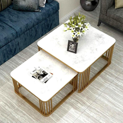 Buy Center Table - Golden & White Iron Square Frame Nesting Table | Center Coffee Table For Living Room & Home by Handicrafts Town on IKIRU online store