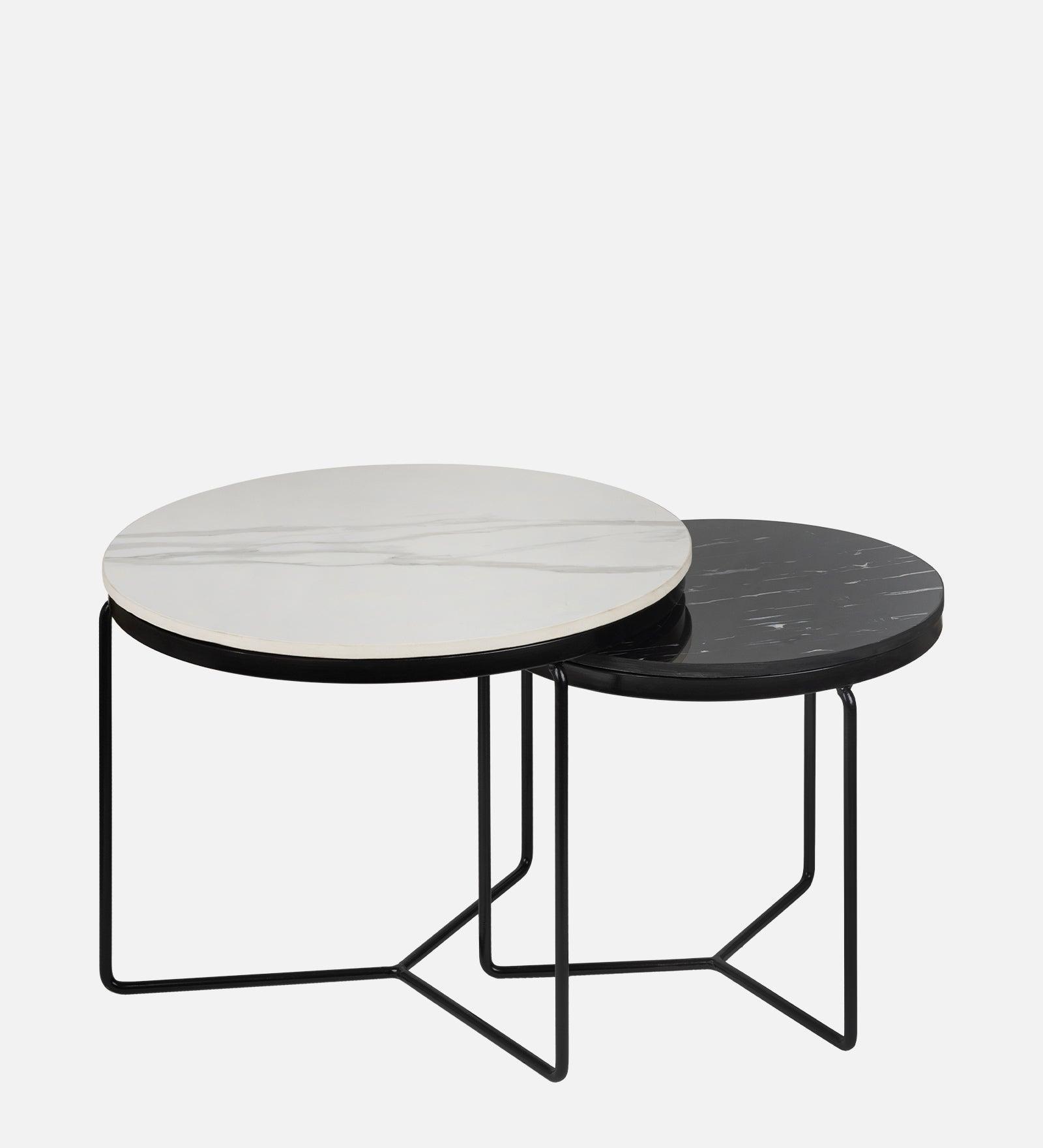 Buy Center Table - Minimal Nesting Tables With Marble Top Set of 2 Center Coffee Table by Handicrafts Town on IKIRU online store