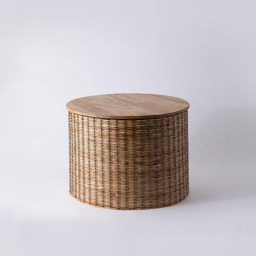 Buy Center Table - Minimal Rattan Round Drum Table | Side Table For Kitchen & Living Room by Indecrafts on IKIRU online store
