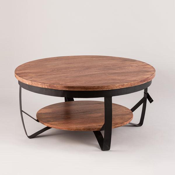 Buy Center Table - Natural Wood Matt Black Double Decker Table | Coffee Table For Living Room & Home by Indecrafts on IKIRU online store