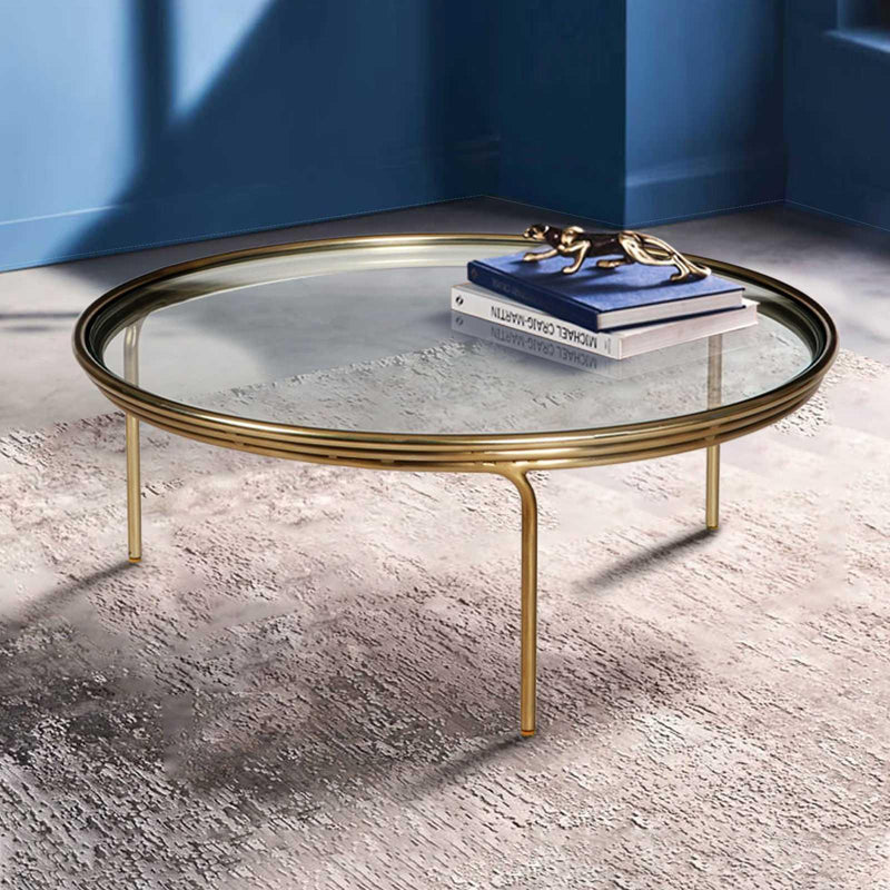 Olivia Round Center Table for Living Room | Modern Coffee Table | Glass Tea Table