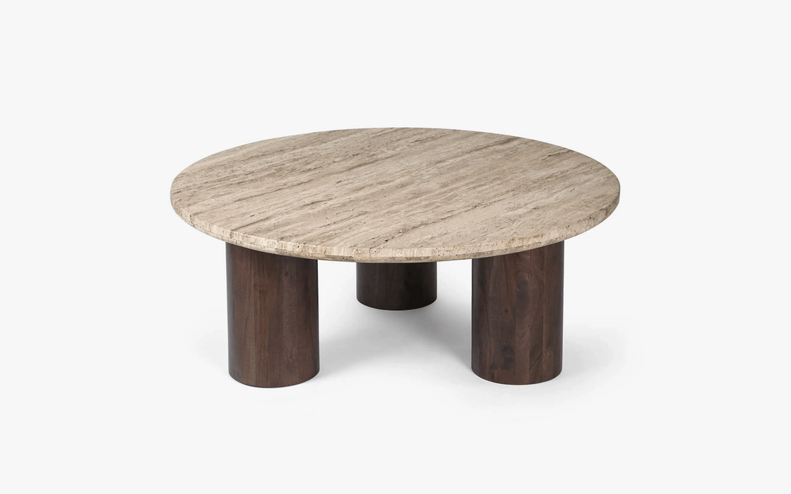 Buy Center Table - Shota Wood & Marble Round Coffee Table | Minimal Center Table For Bedroom & Home by Orange Tree on IKIRU online store