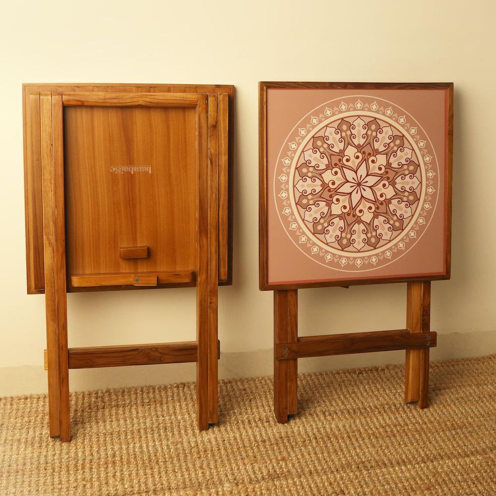 Buy Center Table - Wooden Square Folding Coffee Table | Mandala Design Side Table by bambaiSe on IKIRU online store