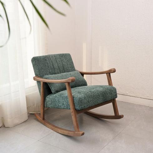 Buy Chair - Astra Boucle Rocking Chair | Wooden Cushion Chair by Muun Home on IKIRU online store