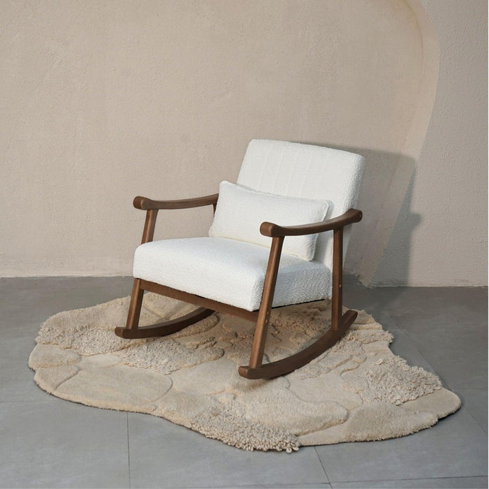 Buy Chair - Astra Boucle Rocking Chair | Wooden Cushion Chair by Muun Home on IKIRU online store