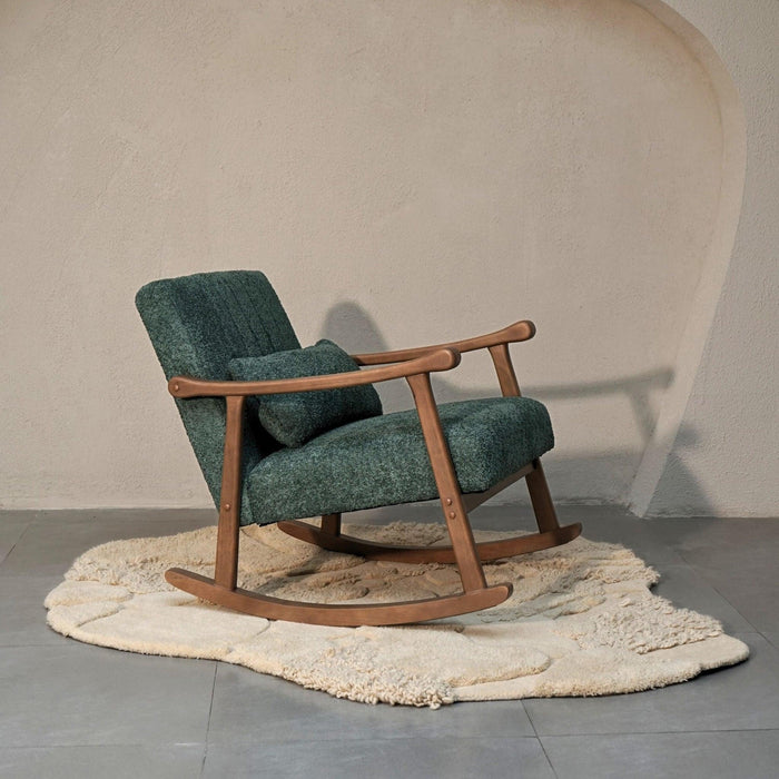 Buy Chair - Astra Boucle Rocking Chair | Wooden Cushion Chair by Muun Home on IKIRU online store