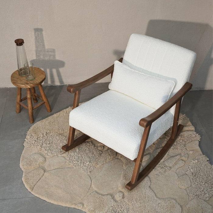 Buy Chair - Astra Boucle Rocking Chair | Wooden Cushion Chair by Muun Home on IKIRU online store