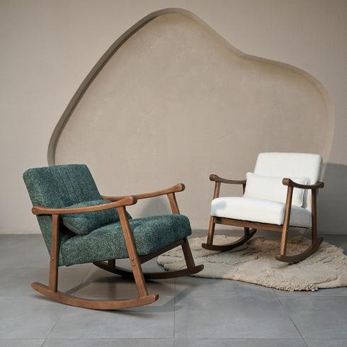 Buy Chair - Astra Boucle Rocking Chair | Wooden Cushion Chair by Muun Home on IKIRU online store