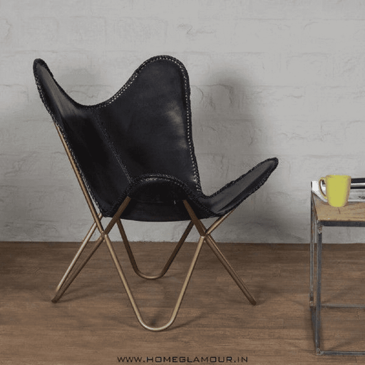 Buy Chair - Black Leather Accent Chair by Home Glamour on IKIRU online store