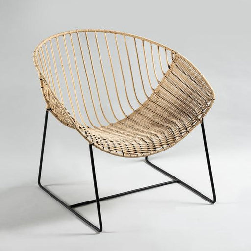 Buy Chair - Matt Black Iron Rattan Lounge Chair For Indoor & Outdoor Space by Indecrafts on IKIRU online store