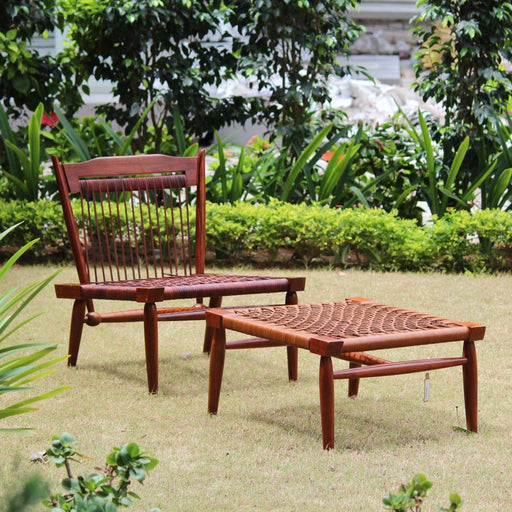 Buy Chairs Selective Edition - Leather Strap Wooden Lounge Chair by Anantaya on IKIRU online store