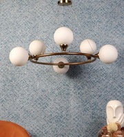 Buy Chandelier - Barcosa Unique Metallic & Glass Finish Chandelier | Decorative Hanging Lamp For Decor by ELIANTE by Jainsons Lights on IKIRU online store