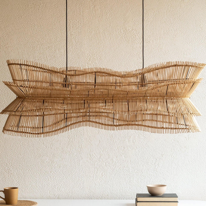 Buy Chandelier - Robin Cane Natural Hanging Lampshade | Decorative Pendant Light For Home by Orange Tree on IKIRU online store