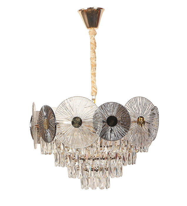 Buy Chandelier - Silsica Luxurious Crystal Finish Chandelier | Ceiling Hanging Light For Living Room & Home Decor by ELIANTE by Jainsons Lights on IKIRU online store