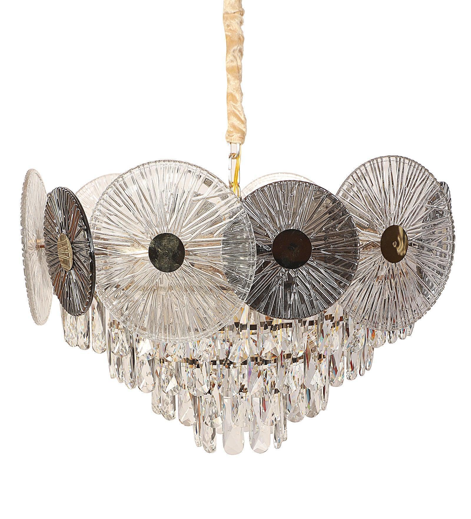 Buy Chandelier - Silsica Luxurious Crystal Finish Chandelier | Ceiling Hanging Light For Living Room & Home Decor by ELIANTE by Jainsons Lights on IKIRU online store