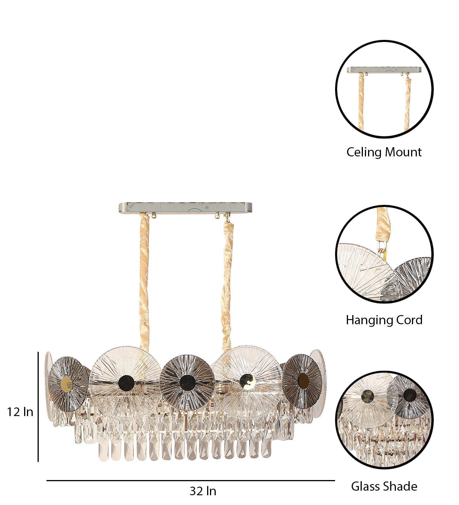 Buy Chandelier - Silsica Luxurious Crystal Finish Chandelier | Ceiling Hanging Light For Living Room & Home Decor by ELIANTE by Jainsons Lights on IKIRU online store