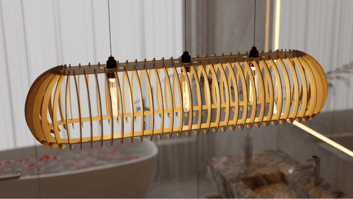 Buy Chandelier - Sun Burst Wooden Wide Hanging Light Fixture | Unique Pendant Lampshade For Dining Room & Home Decor by Teesha on IKIRU online store