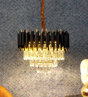 Buy Chandelier - Torrica Modern Crystal Finish Chandelier | Black & Gold Ceiling Hanging Lamp For Home Decor by ELIANTE by Jainsons Lights on IKIRU online store