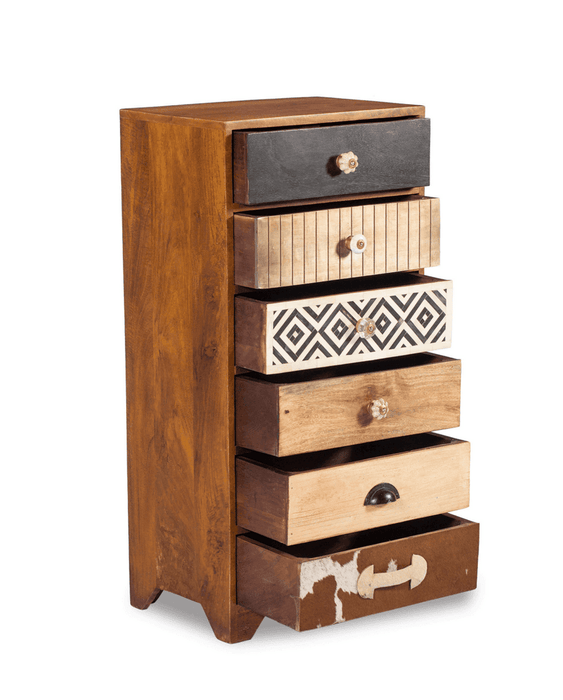 Buy Chest of Drawers - Distinqué 6 Drawer Chest for Home | Wooden Side Table with Drawers by Home Glamour on IKIRU online store