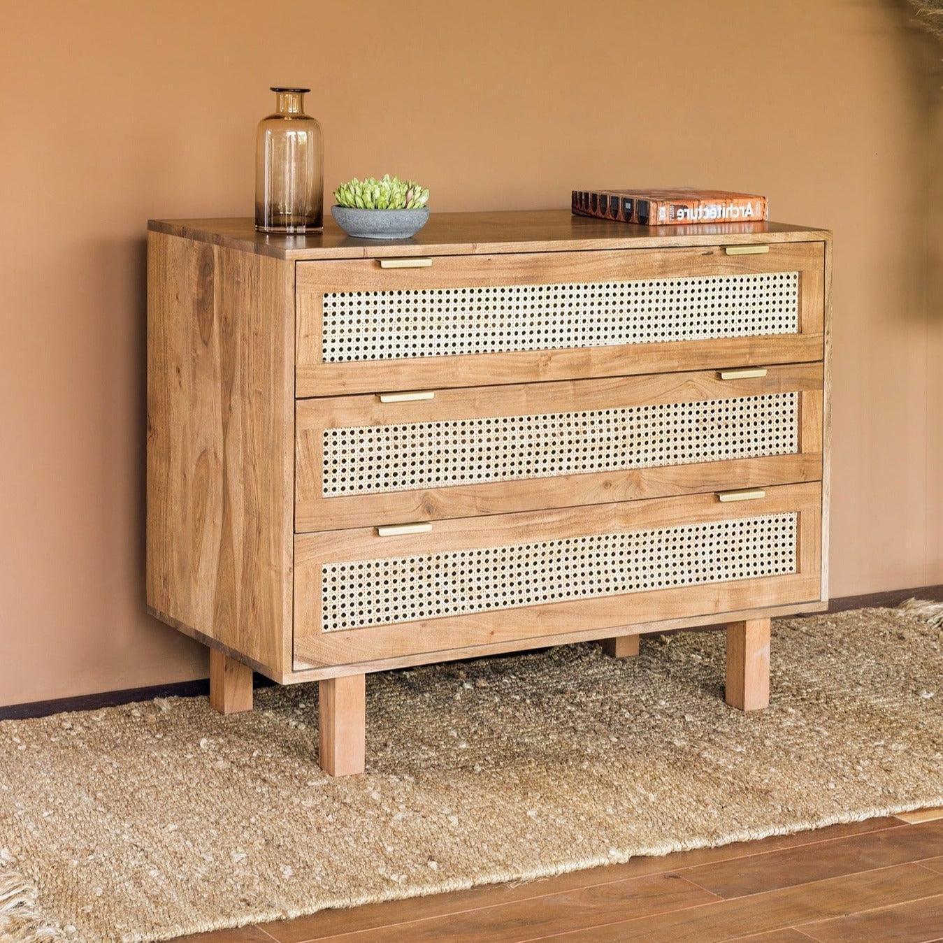 Buy Chest of Drawers - Kyoto Wood & Cane Chest Of Drawer | Modern Storage Drawers For Living Room & Bedroom by Orange Tree on IKIRU online store