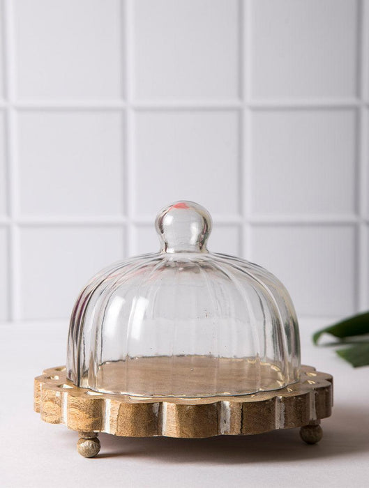 Buy Cloche - Aster Glass Cloche with Wooden Base by The Table Fable on IKIRU online store