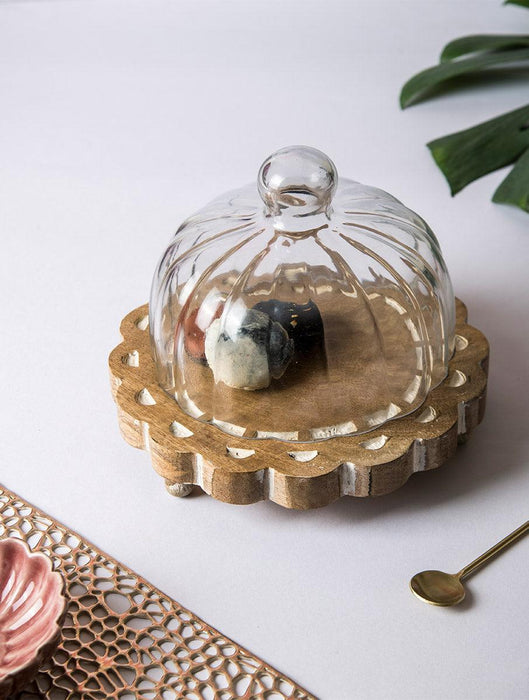 Buy Cloche - Aster Glass Cloche with Wooden Base by The Table Fable on IKIRU online store