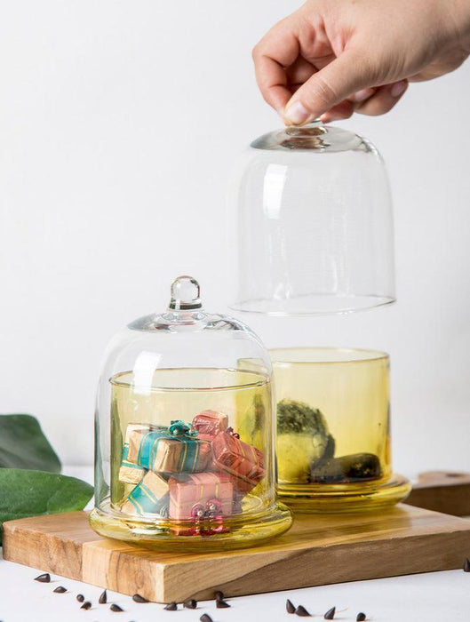 Buy Cloche - Glass Bell Jar Yellow for Kitchen Set of 2 | Food Preservation Pot by The Table Fable on IKIRU online store