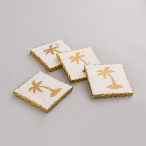 Buy Coaster - Handcrafted Printed Square White Marble Coasters For Kitchen & Dining by Indecrafts on IKIRU online store