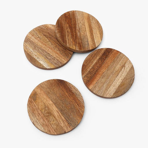 Buy Coaster - Minimal Round Wooden Tea & Coffee Coasters For Home & Kitchen | Table Decor Set Of 4 by Casa decor on IKIRU online store